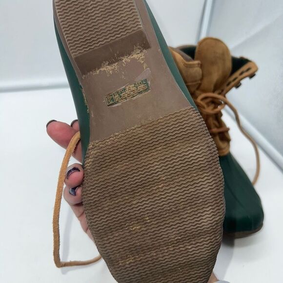 Sperry Top Sider Sperry Women’s Waterproof Rubber Duck Boot Brown Green - Picture 8 of 8